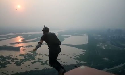 Satyendra Verma just performed India’s highest BASE jump, from 600 feet above the ground