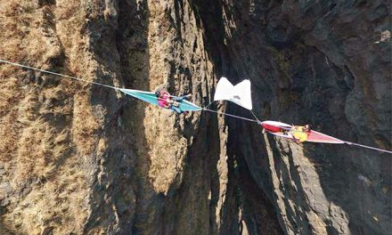 Learn To Balance On A Flat Rope Between Two Cliffs At Lonavla Slackline Festival