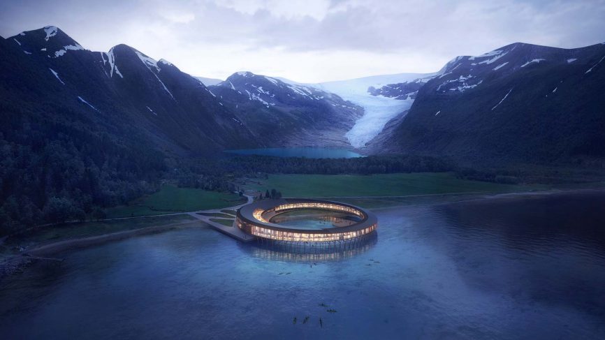 This circular hotel in Norway offers 360-degree panoramic views of the Northern Lights